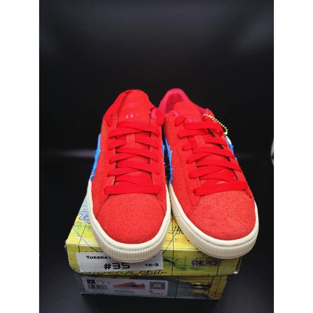 PUMA Suede ONE PIECE Jr Unisex Kids Suede Low Top Sneakers Red/Blue US 6